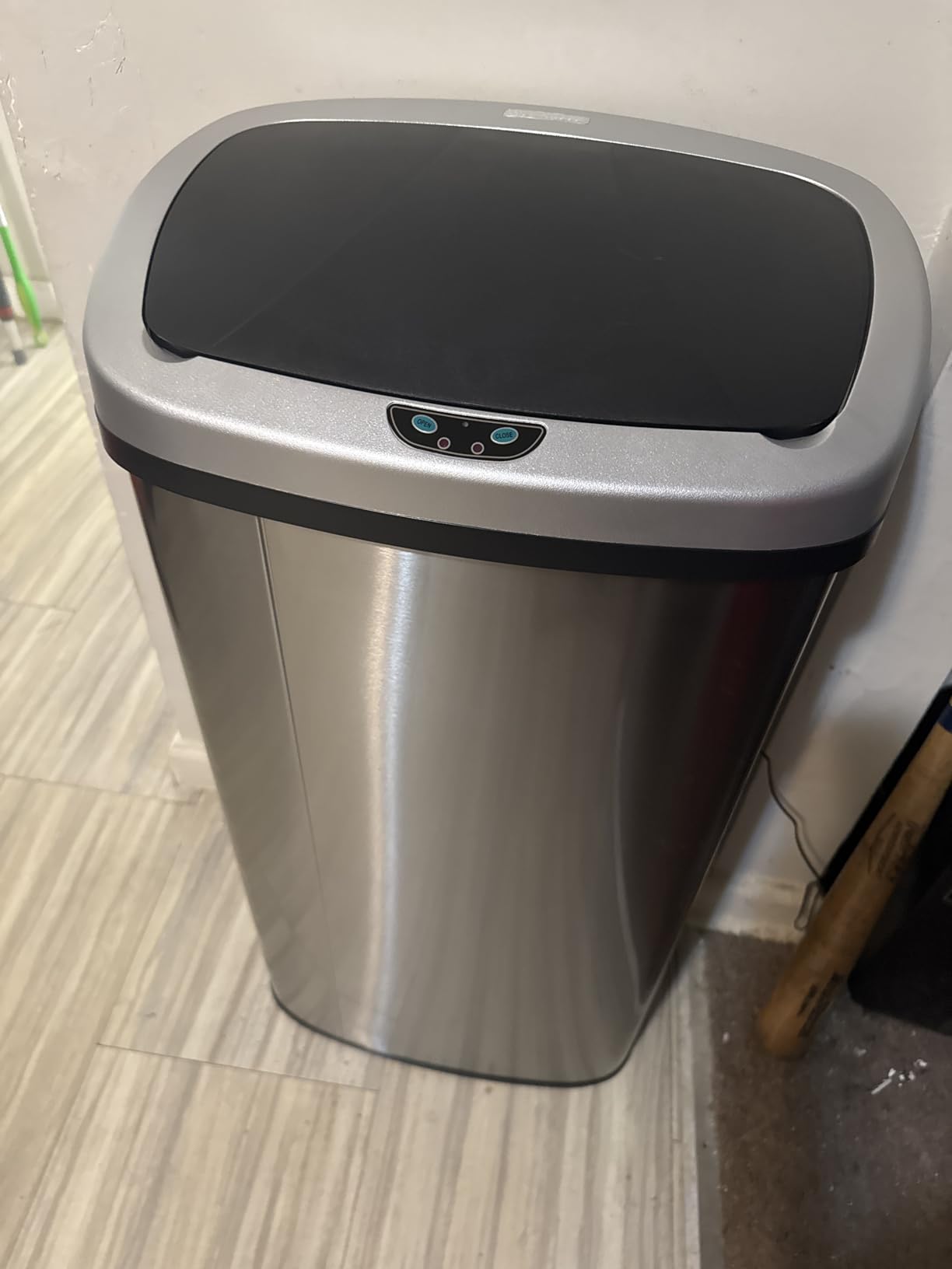 SensorCan 13 Gal Automatic Sensor Trash Can with Lid, Filter, AC Adapter, AbsorbX Odor Filter Included, 50 Liter Fingerprint-Proof Gray Stainless Steel Oval Kitchen Garbage Bin, 1.5-yr Battery Life customer photo 2