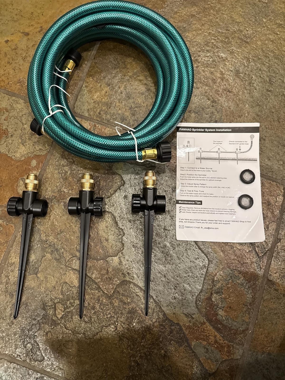 FANHAO Above Ground Irrigation Garden Sprinkler System, Metal Adjustable Garden Sprinkler Set, 360 Degree Large Area Coverage Irrigation Kit customer photo 1