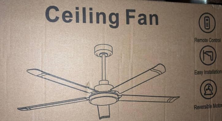 Ohniyou 60'' Ceiling Fan with Lights, Industrial Ceiling Fan with 5 Aluminum Blades, App/Remote Controlled, Dimmable, for Outdoor Patio, Garage, Black customer photo 1