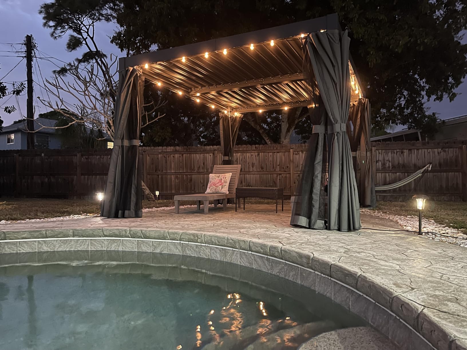 10' x 12' Pergola with Adjustable Louvered Roof and Aluminum Frame | Outdoor Hardtop Patio Pergola Gazebo, Curtains, Integrated Gutter System for Deck, Backyard, Garden, Dark Grey customer photo 2