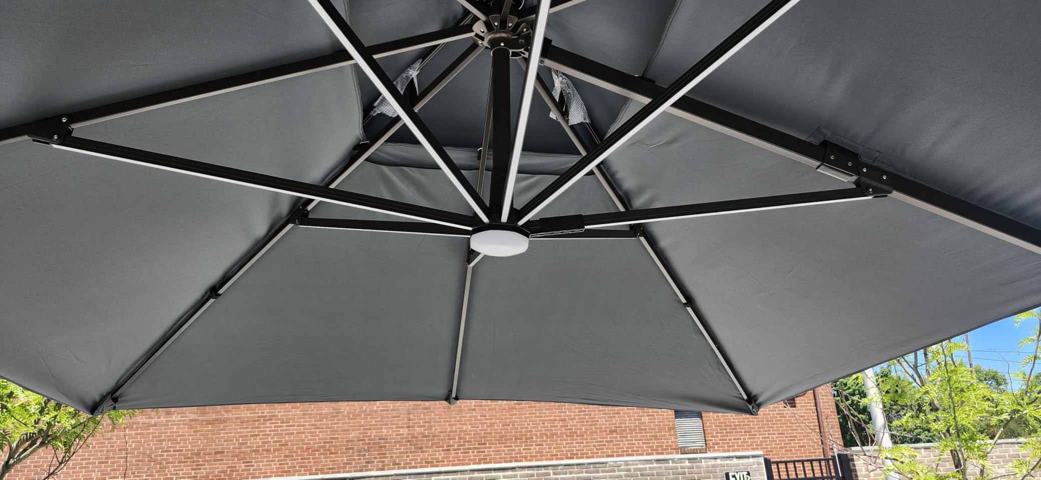 10 X 13 FT Cantilever Patio Umbrella with Base & Lights | Outdoor Aluminum Frame Umbrllas, Waterproof & UV-resistant Fabric, 360°Rotation, for Pool Deck Backyard, Beige customer photo 2
