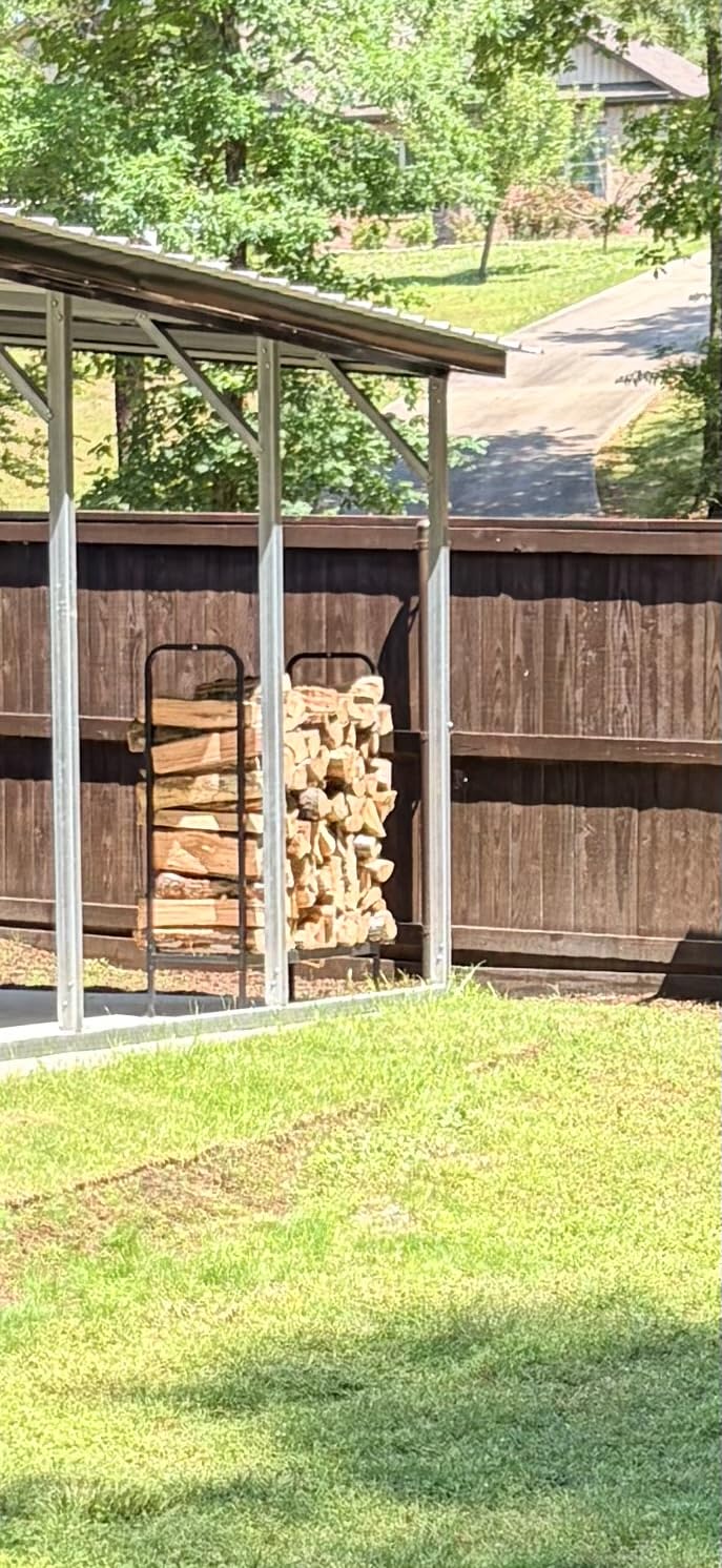 DUMOS 8FT Firewood Rack Outdoor, Firewood Storage Rack with Cover | Heavy Duty Fire Logs Racks Cover with Zipper, Wood Racks Storage Logs and Cover Set for Farm Garden Patio, Black customer photo 1