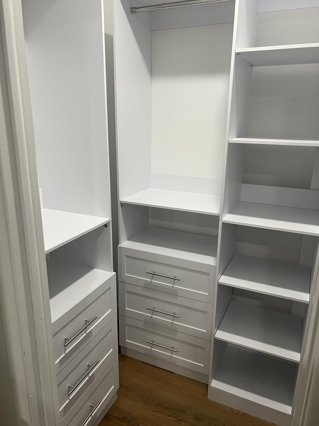 Closet System with 9 Drawers, Corner Closet Organizer Systems with 9 Shelves & 9 Hanging Rods L-Shaped Walk in Closet Freestanding Corner Tower Modular Storage System 4 Sets 2800+ Lbs Capacity White customer photo 2
