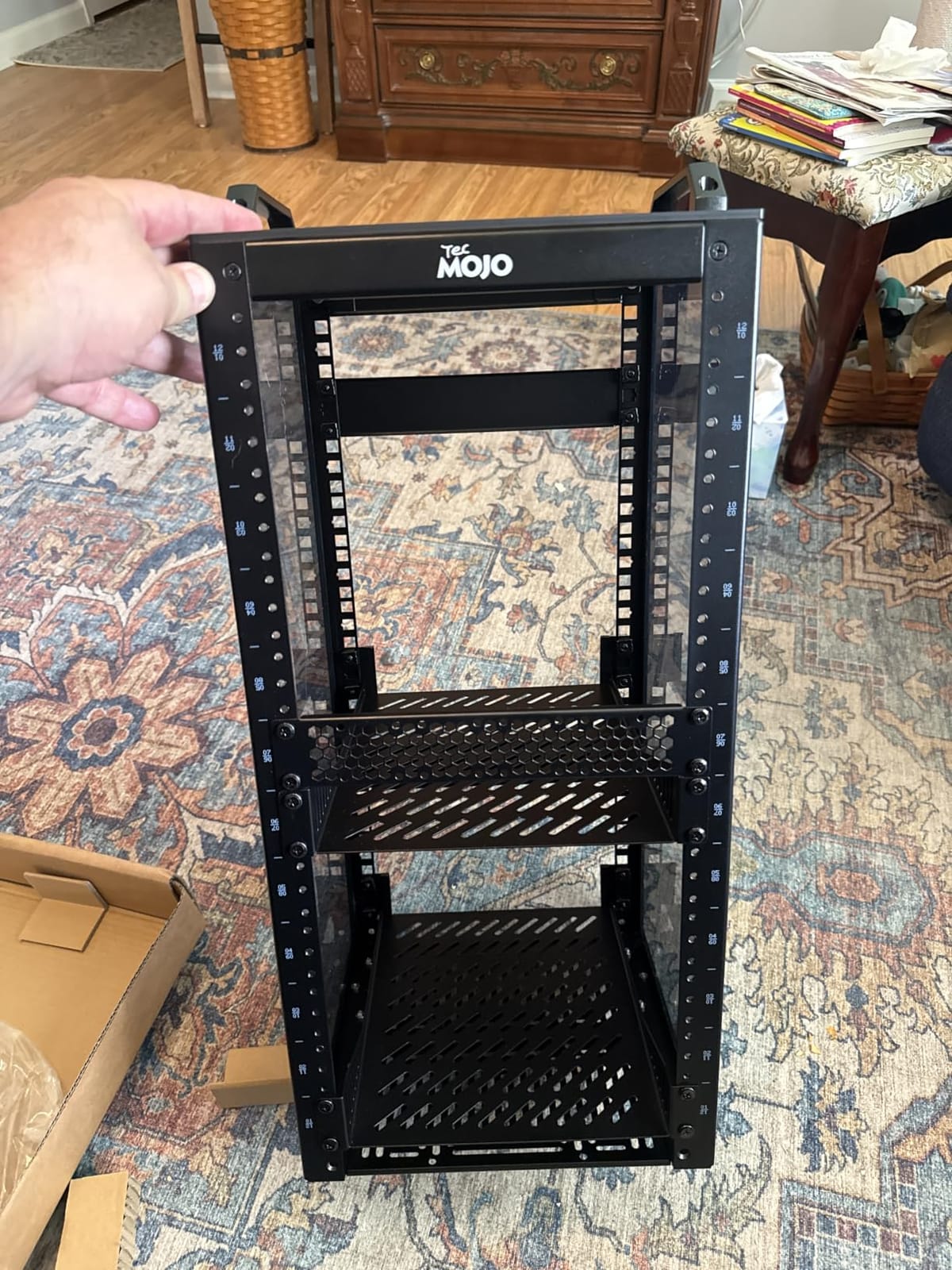 Tecmojo 12U Network Rack, 10 inch Mini Server Rack with 2 Side Translucent Panels & 2 Top Handles, 10.23 inch Deep, for 10 inch IT Equipment & A/V Devices, Black customer photo 2