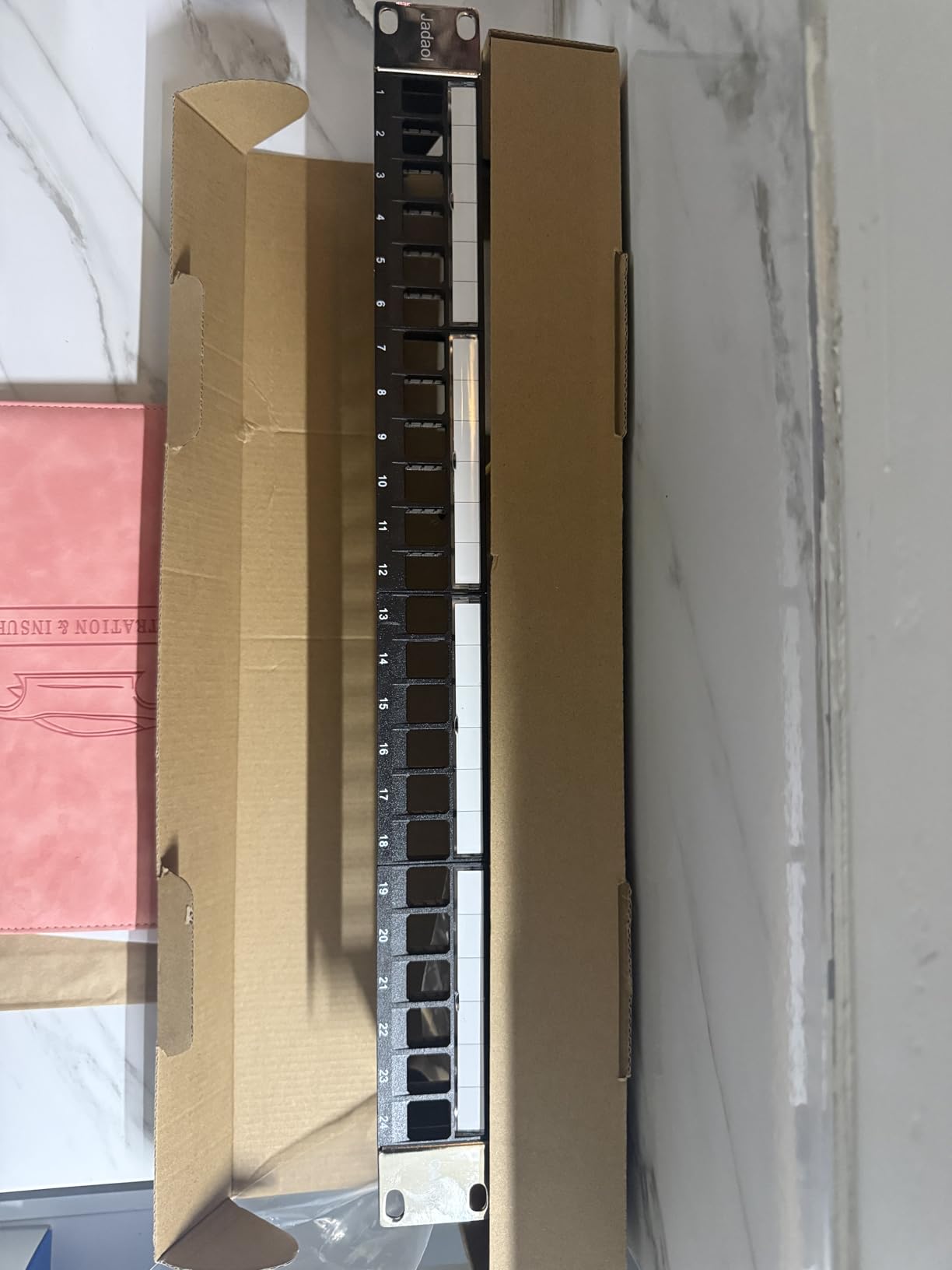 Jadaol 1U 24 Port 10Gbps Blank Patch Panel with Cable Management & Back Bar | 19-Inch Rackmount or Wall Mount Keystone Panel for Cat6/Cat6a, HDMI, Coax, Fiber & Audio (No Keystone Jacks Included) customer photo 2