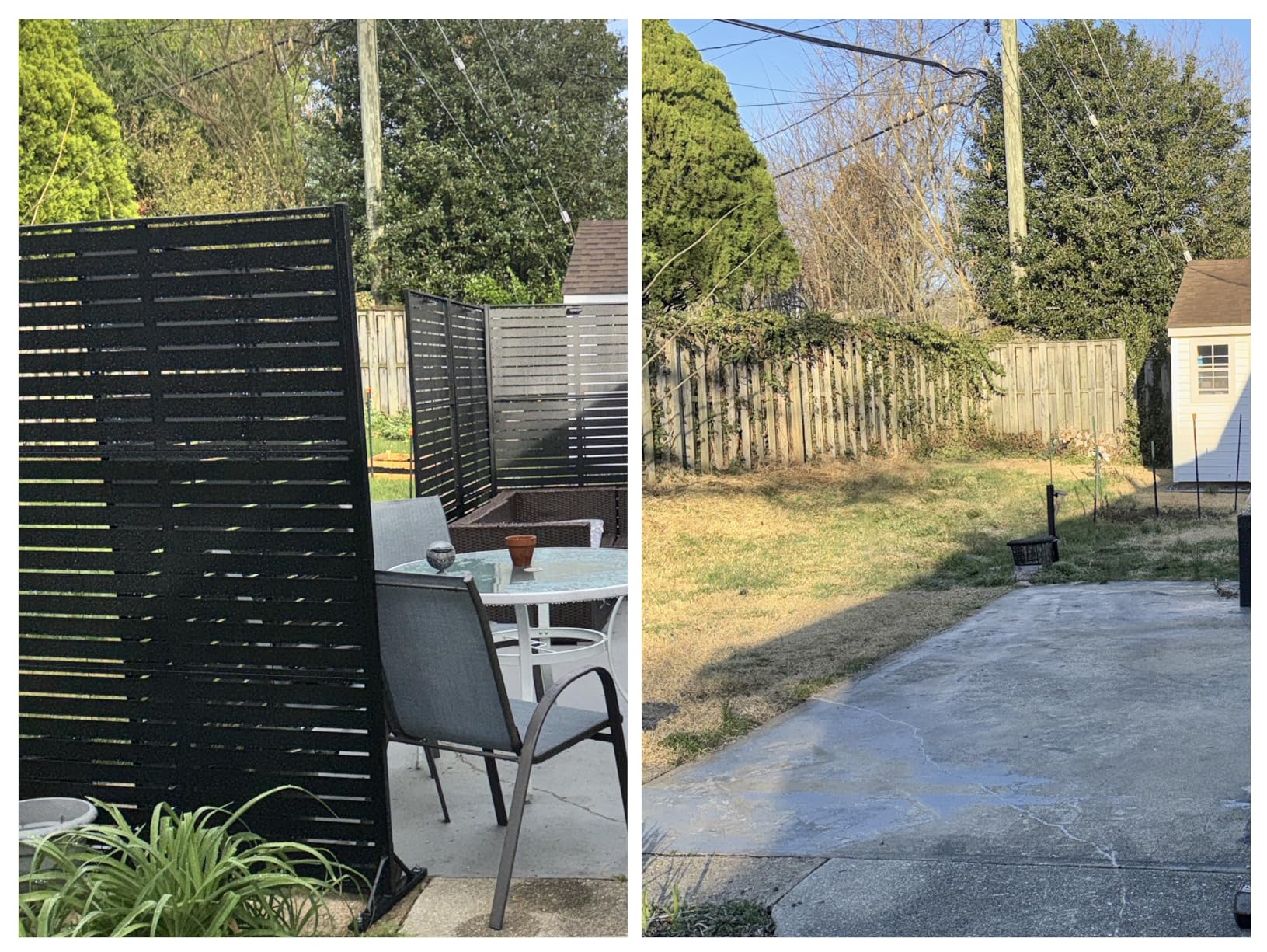 Outdoor Metal Privacy Screen, 72 x 47 in Freestanding Fence Panel, Black | Freestanding decorative fence panel with stand for patios, pools, backyards, decks, balconies and outdoor dividers customer photo 1