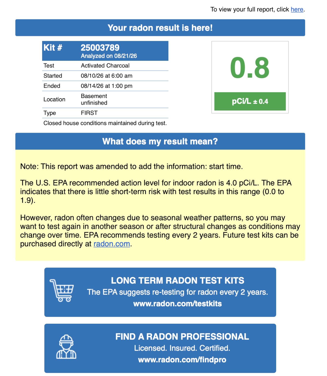 RadonAway Complete Radon Test Kit, Lab Fee Included | Home radon testing kit includes laboratory analysis fee for convenient indoor air screening customer photo 2