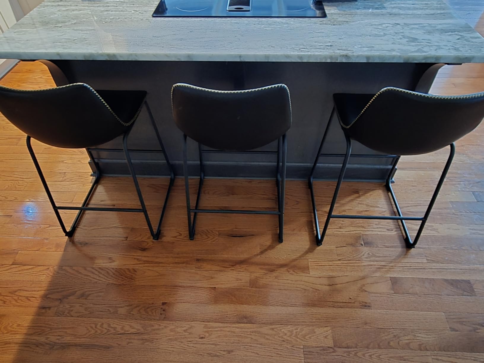 DUMOS 26 Inch Counter Height Bar Stools Set of 4, Modern Faux Leather High Barstools with Back and Metal Leg, Upholstered Bar Chairs for Kitchen Island, Brown customer photo 1