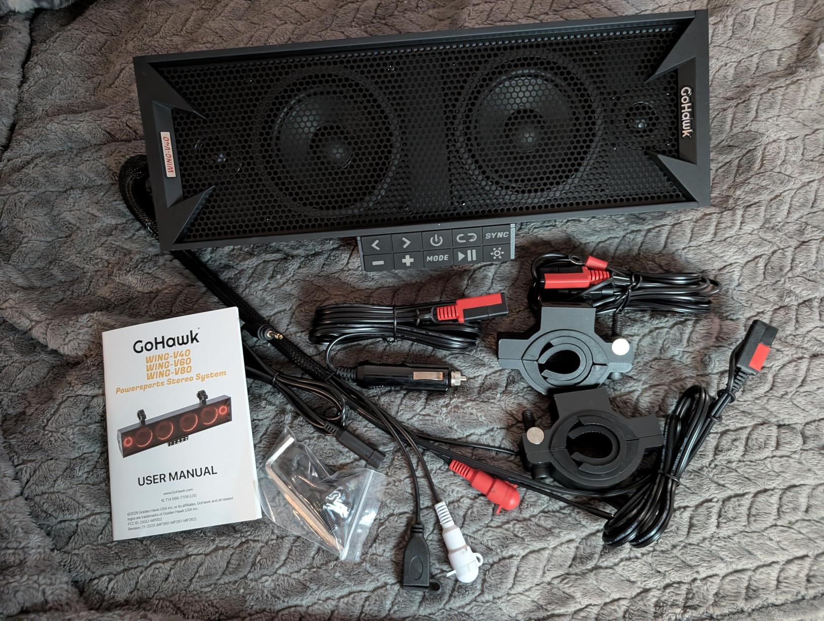 GoHawk 15 Inch UTV Sound Bar with Bluetooth, IP66 Waterproof ATV Soundbar | 300W Peak Power, Sync Mode, FM Radio/USB/AUX, Detachable Remote, Fits 1.5