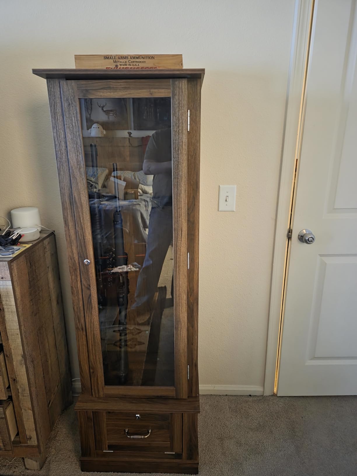 kepptory Gun Safe for 10 Long Rifles and Pistols, Gun Cabinet for Rifle with Mechanical Lock, Espresso Wood Gun Cabinet for Bedroom, Living Room, Easy Assembly customer photo 1