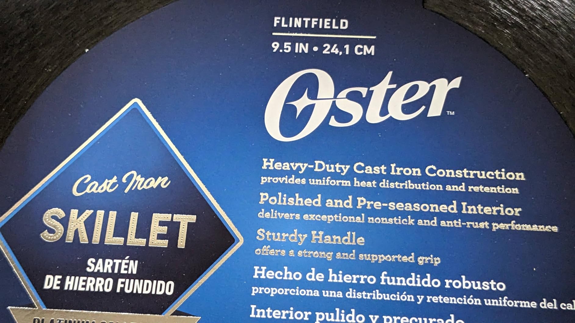 Oster Platinum Flintfield 9.5 Inch Pre-Seasoned Cast Iron Skillet with Wood Handle, Natural Nonstick Lightweight Cast Iron Frying Pan for Searing, Sautéing & Everyday Cooking customer photo 1
