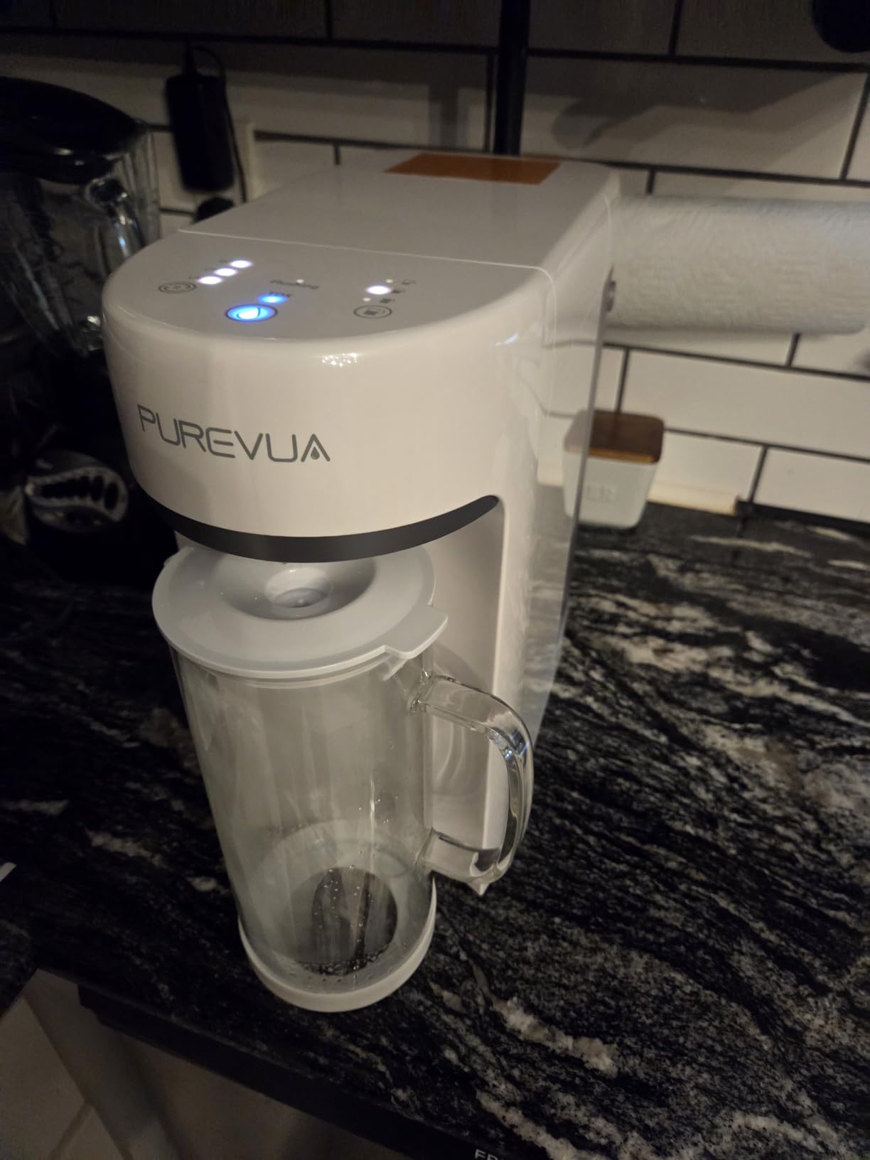 PR1-A Countertop UV Reverse Osmosis Water Filter System, RO Filtration | 6 Stage No Plumbing Machine Water Purifier for Home Counter Top with 68 fl.oz Glass Pitcher, TDS and Filter Life Detection customer photo 1