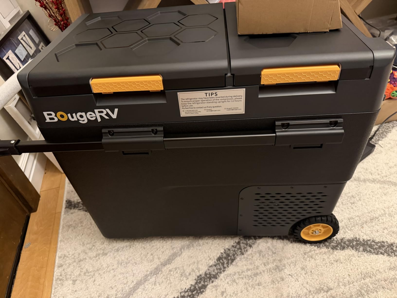 BougeRV 12V Refrigerator CRD2 V2.0 61QT, -4°F~68°F, Dual Zone Car Fridge | Dual Zone Cooling, Independent Temp Control, Optional 240 Wh Battery, Wheels and Telescopic Handle, Outdoor Camping Travel RV customer photo 1