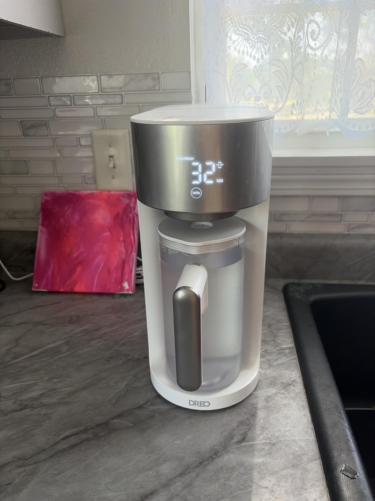 DREO Reverse Osmosis Water Filter Countertop, RO Filtration System, 3:1 Pure to Drain, TDS & Filter Life & 2 Autofill Pitchers, Install-Free, Self-Cleaning Water Purifier, RO Water Filter customer photo 1