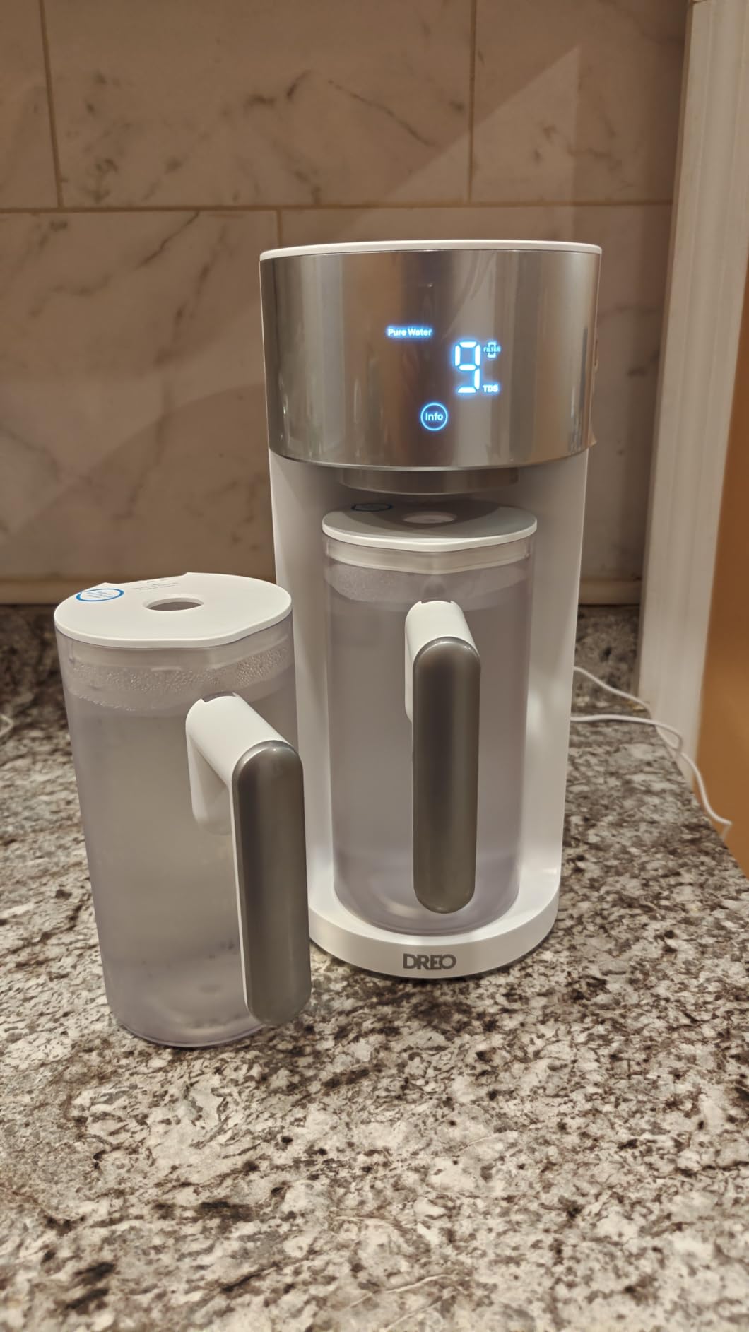 DREO Reverse Osmosis Water Filter Countertop, RO Filtration System, 3:1 Pure to Drain, TDS & Filter Life & Autofill Pitcher, Installation-Free, Self-Cleaning Water Purifier, RO Water Filter 112 3L customer photo 1