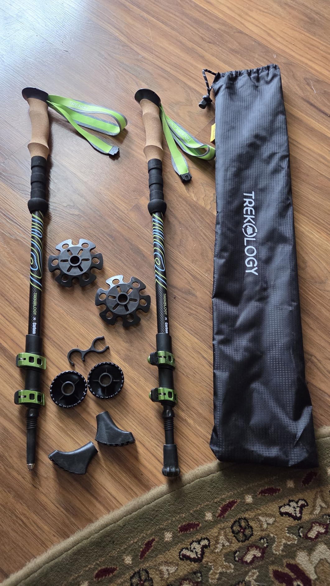 Trekology 3K Carbon Fiber Trekking Poles (210g) - Pair of Ultralight Hiking Poles with Cork Grips, Collapsible Telescopic Walking Sticks, Metal Flip-Locks & 10pc All-Terrain Accessory Kit customer photo 1