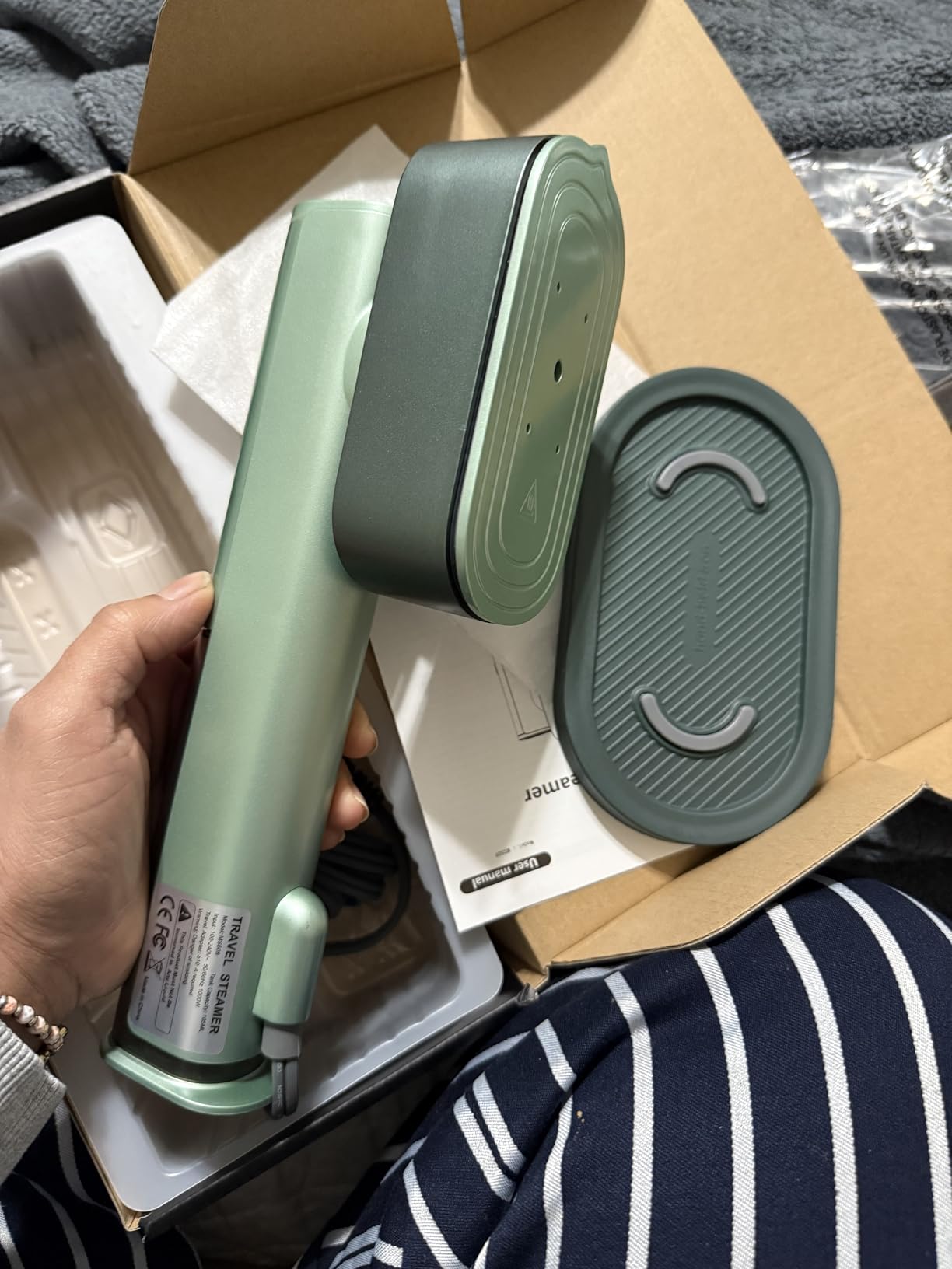 Travel Steamer for Clothes, Dual Voltage 100-240V, Portable Steamer & Iron, 15s heat-up, 2 in 1 Handheld Garment Steamer & Iron, 3 steam modes, 105ml tank for International Travel Global, Europe customer photo 1