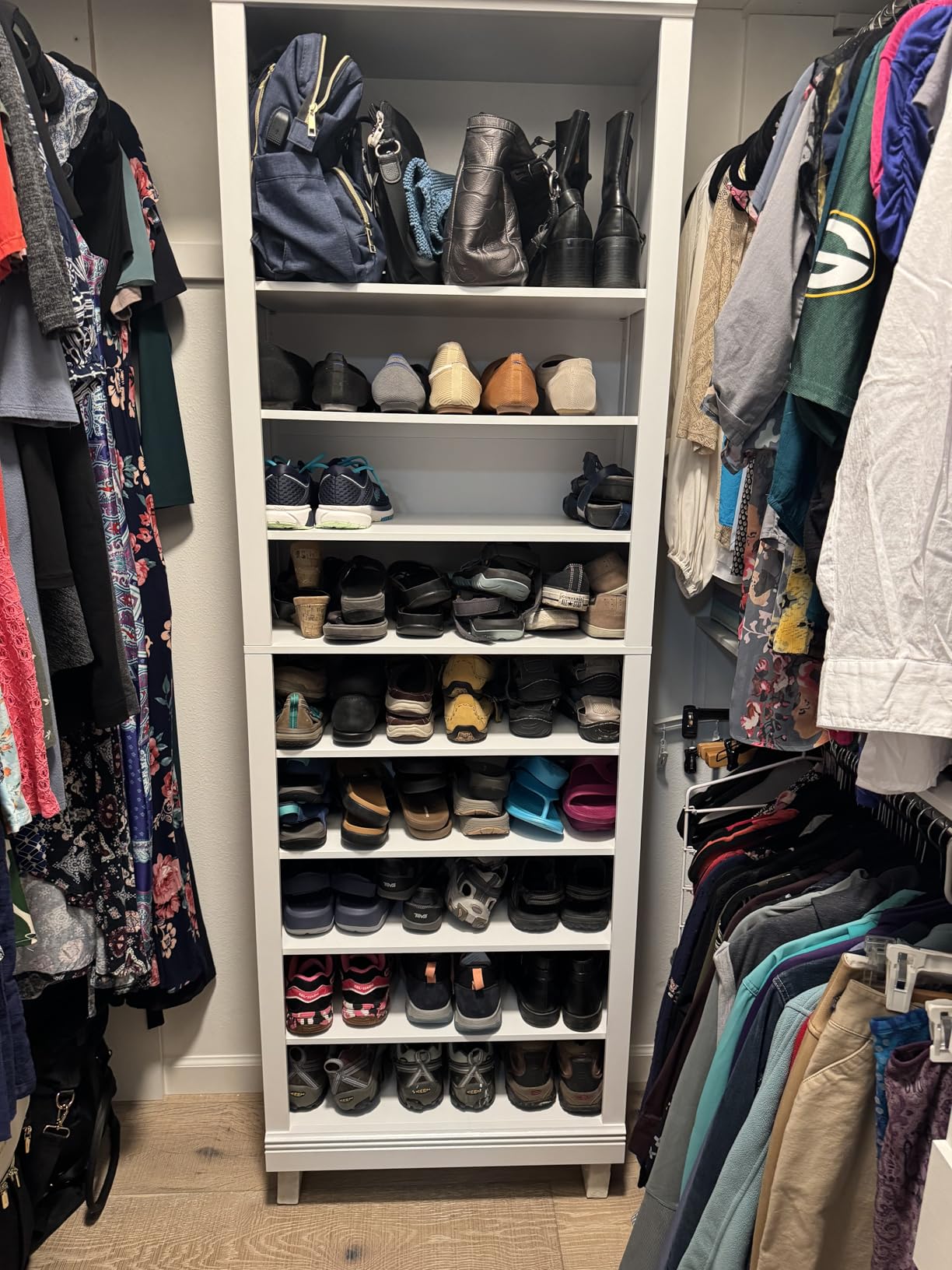 Hzuaneri Shoe Storage Cabinet, 10 Tiers Farmhouse Tall Shoe Cubby Organizer, Freestanding Shoe Cabinets, Wooden Shoes Rack with Cubby, 46-50 Pairs, for Entryway, Living Room, White SR59803X customer photo 1