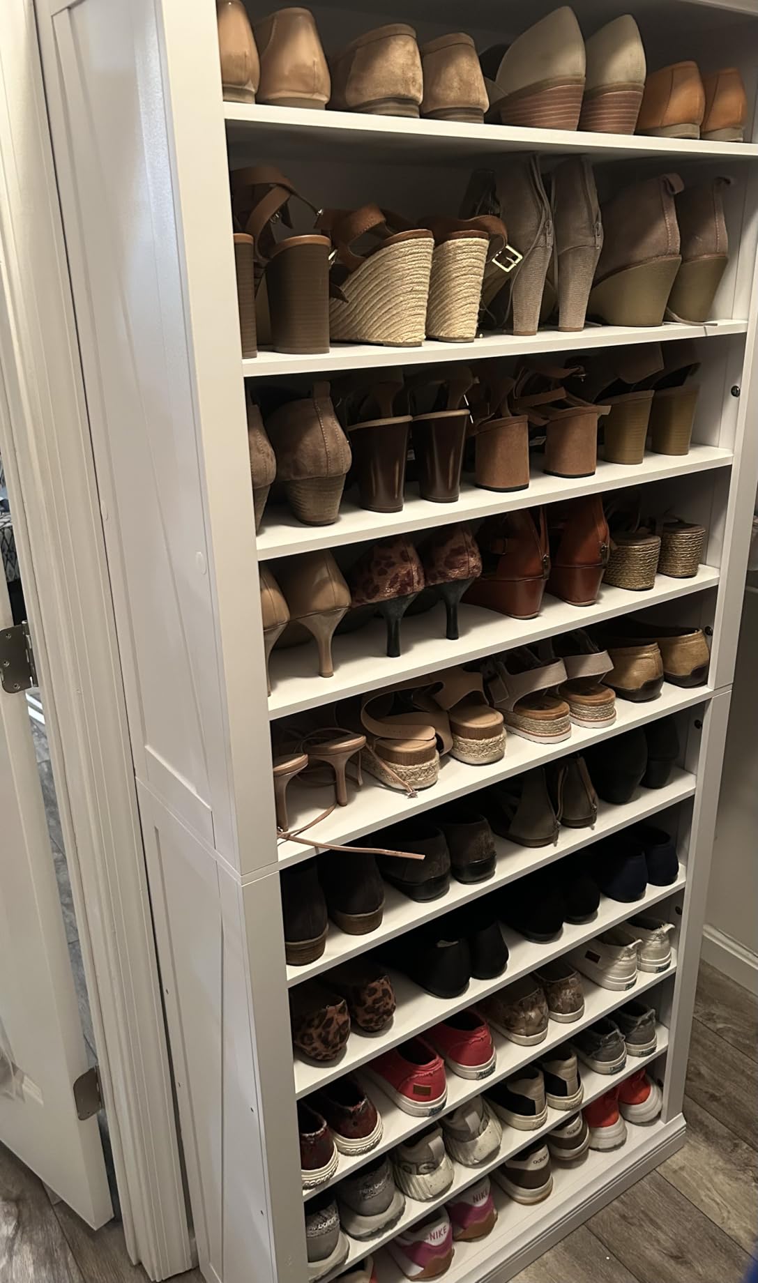 Hzuaneri Shoe Storage Cabinet, 10 Tiers Farmhouse Tall Shoe Cubby Organizer, Freestanding Shoe Cabinets, Wooden Shoes Rack with Cubby, 46-50 Pairs, for Entryway, Living Room, White SR59803X customer photo 2