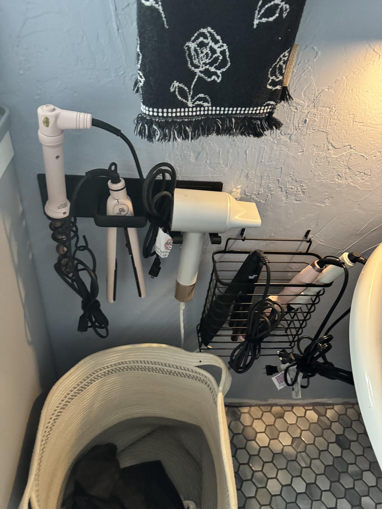 Hair Dryer Holder Hair Tool Organizer Metal Wall Mount (Gold) | Heat Resistant Hair Tool Organizer, Metal Wall Mount Storage, Bathroom Counter Space Saver, Blow Dryer Holder customer photo 2
