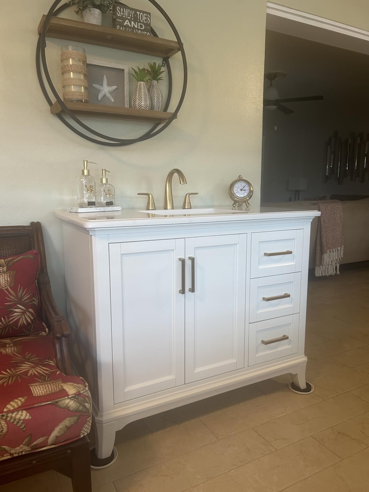 48 Inch Fully Assembled Bathroom Vanity with Sink, Modern Solid Wood Vanity with Soft Closing Doors & Dovetail Drawers, 48 Inch Vanity with Sink, Engineered Stone Top, Steel Blue customer photo 2