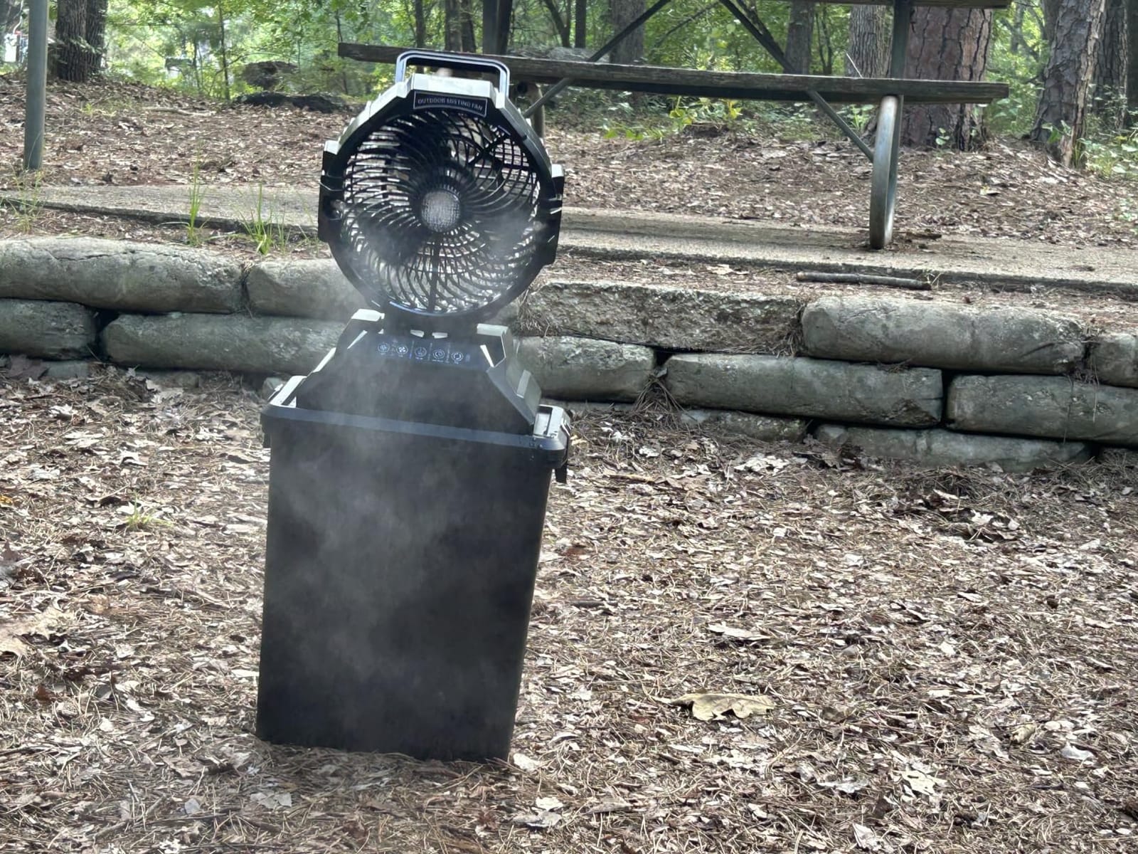 Portable Misting Fan for Outside, 70Hrs Camping Mister Fan, 15L Cooling Fan with Remote, Ice Fan with 4 Spray Speeds, 4 Misting Modes, 3 Light Modes for Garden/Camping/Party/Fishing customer photo 1