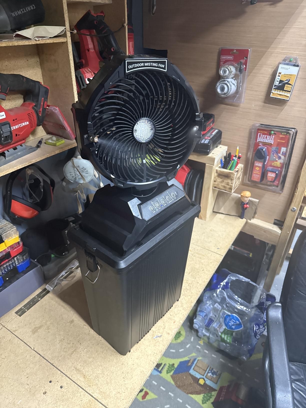 Portable Misting Fan for Outside, 70Hrs Camping Mister Fan, 15L Cooling Fan with Remote, Ice Fan with 4 Spray Speeds, 4 Misting Modes, 3 Light Modes for Garden/Camping/Party/Fishing customer photo 2