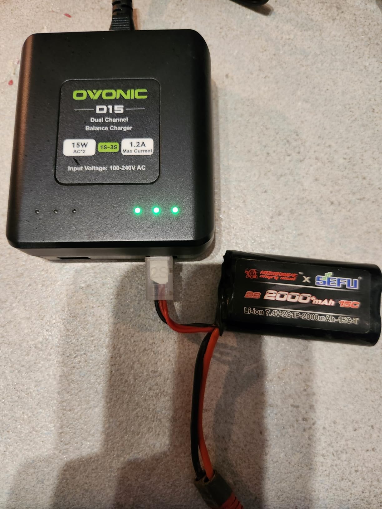 OVONIC D15 Dual LiPo Battery Charger AC 15W 1.2A for 1S-3S LiPo Batteries, RC Battery Balance Charger for RC Cars, Boats, Drones customer photo 1