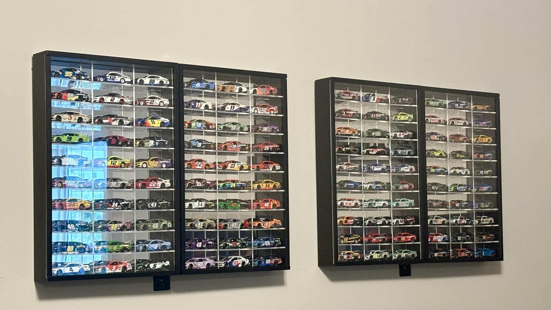 Foldable Model Car Display Case with Wall Mounts, Hold up to 60 Cars, 2 in 1 Display Way, 1/64 Scale Box, Model Hot Toy Cars Storage Organizer, 21.85*2.36*16.34'', UV Protection Acrylic Glass Door customer photo 1