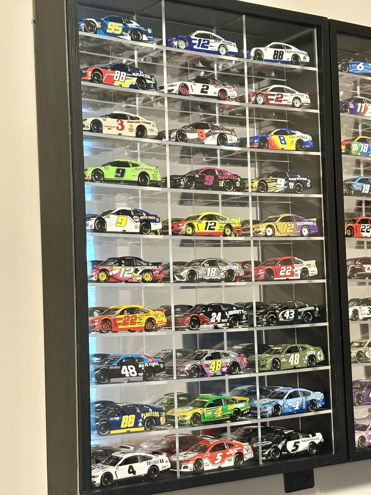 Foldable Model Car Display Case with Wall Mounts, Hold up to 60 Cars, 2 in 1 Display Way, 1/64 Scale Box, Model Hot Toy Cars Storage Organizer, 21.85*2.36*16.34'', UV Protection Acrylic Glass Door customer photo 2