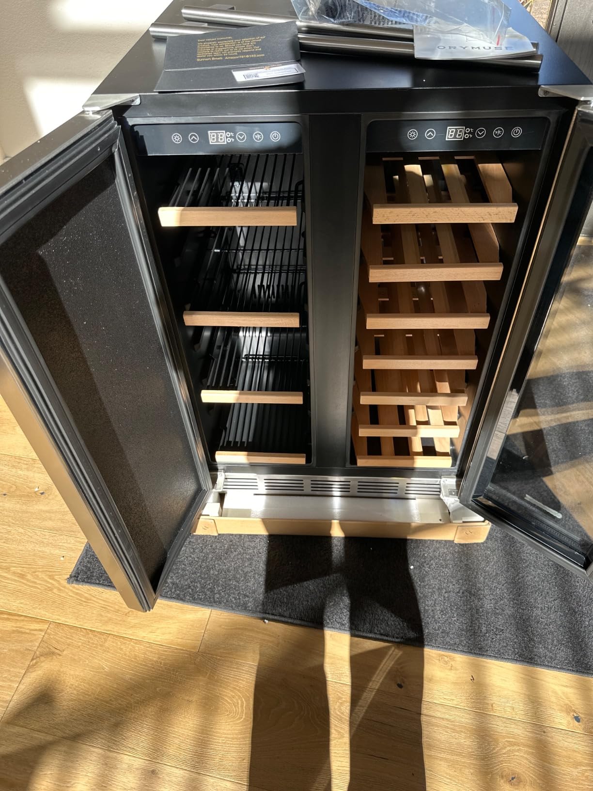 ORYMUSE 36 Inch 2 Door Commercial Back Bar Cooler, 7.2 Cu.Ft Under Counter Beverage Refrigerator with Glass Doors, Safety Lock and LED Light for Bar Restaurant Cafe, Black customer photo 1