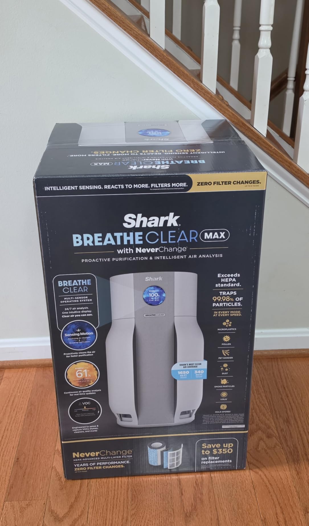 Shark BreatheClear Max Smart Air Purifier, HP362, Dove | For Whole Home or Large Room, Motion Sensing, HEPA-Exceeding in All Modes, No Filter Changes up to 6 Years customer photo 2