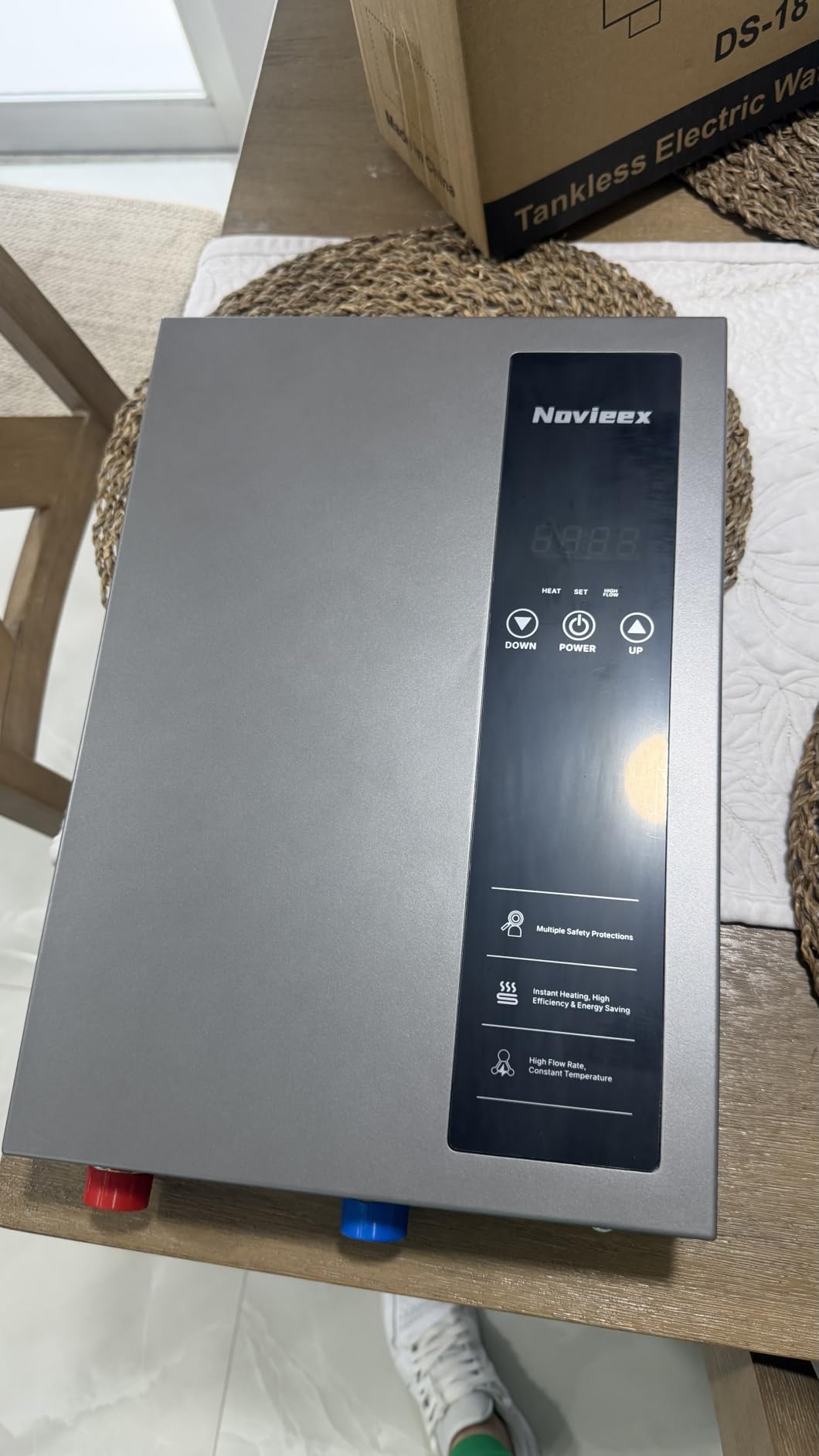 18kW Tankless Water Heater Electric, NOVIEEX 240V 3s Instant Hot Water Heater, Flow Rate Max 4.9 GPM, Supply for 2-3 Points, Indoor Installation, Ideal for Apartment, Garage, Salon, Bathroom, Kitchen customer photo 1