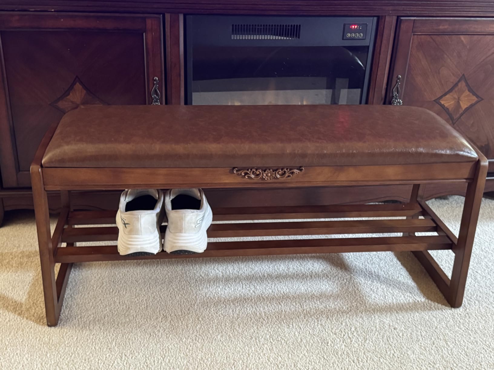 Shoe Rack Bench Solid Wood Entryway Shoe Storage Bench with Flip-Top 39.4'' customer photo 1