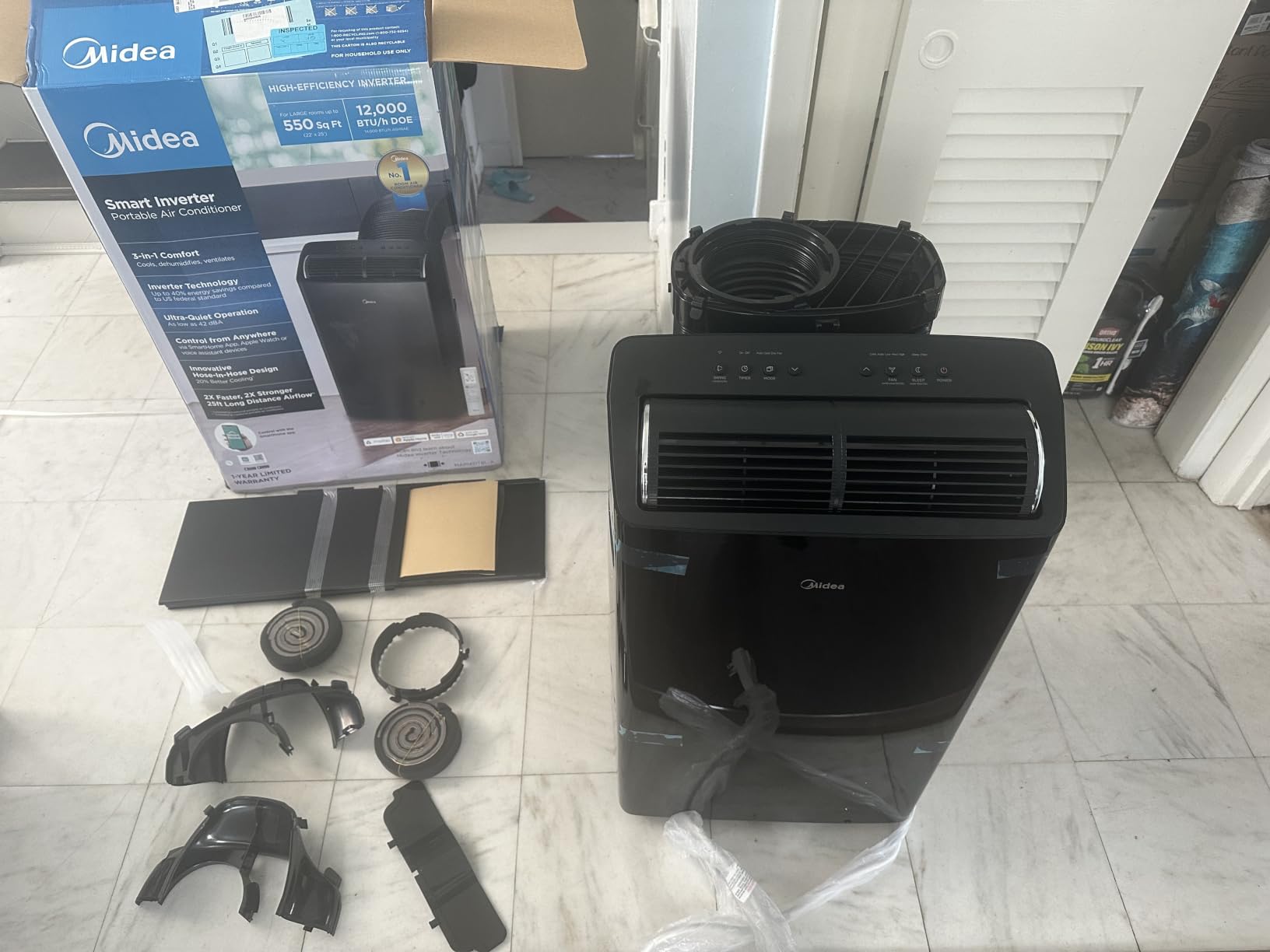 Midea Duo 14,000 BTU Portable Air Conditioner, Inverter Ultra Quiet | 12,000 BTU SACC High Efficiency Inverter Portable AC, Cools up to 550 Sq. Ft. Smart & Remote Control, Alexa/Google Assistant customer photo 2