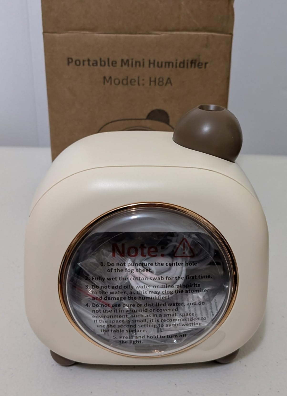 Portable Mini Humidifier, 500ML Cartoon Bear USB Mist Small Humidifier with Colorful Lights, Personal Desktop Humidifier for Bedroom Baby, Portable Humidifier for Office, Plants, Auto Shut-Off customer photo 2