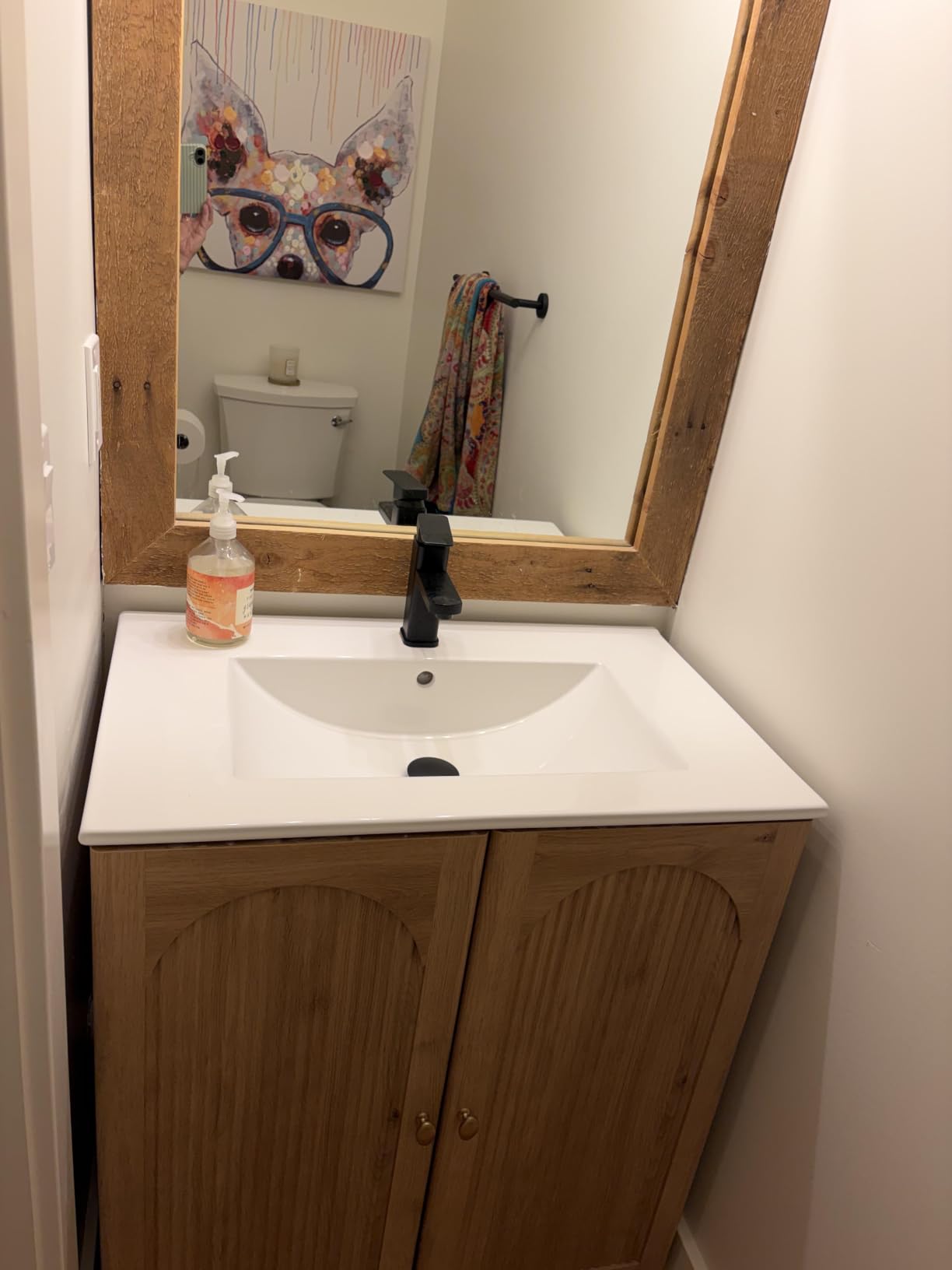 IFBUY 30 Inch Arched Bathroom Vanity with Sink, Fluted Design, Natural Oak | Modern Bathroom Vanity Cabinet w/Adjustable Storage Shelf, Freestanding Single Bathroom Vanity w/Ceramic Basin, Space-Saving customer photo 1