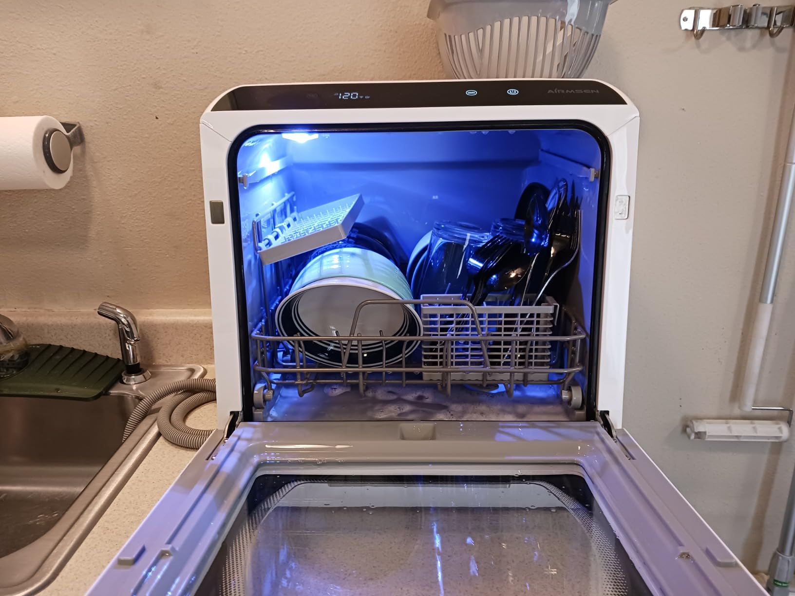 AIRMSEN Portable Countertop Dishwasher, No Hookup Needed | 6 Programs, 1-Hour Hot Air Drying & 72-Hour Air Circulation, Built-in Water Tank, for Home, Apartments & RVs customer photo 1