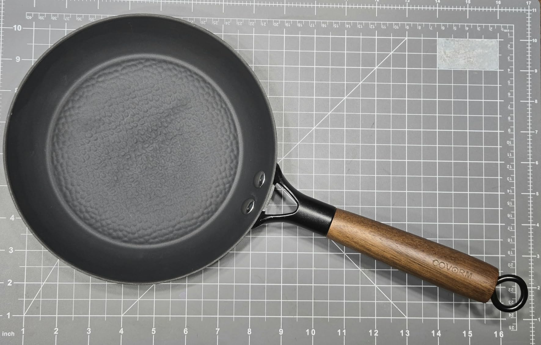 8-Inch Small Cast Iron Skillet, Lightweight Titanium Enameled Frying Pan | Naturally Nonstick, Removable Wood Handle, Hammered customer photo 1