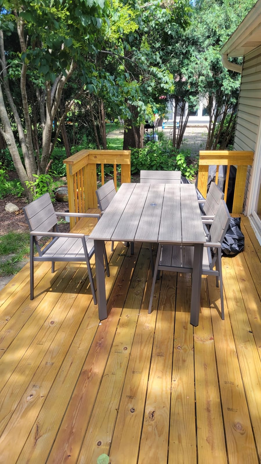 Outdoor Dining Set for 6, Patio Table and Chairs Set with Umbrella Hole, 7 Pieces HDPS + Aluminum Outdoor Furniture Sets for Patio, Garden (Charcoal) customer photo 1