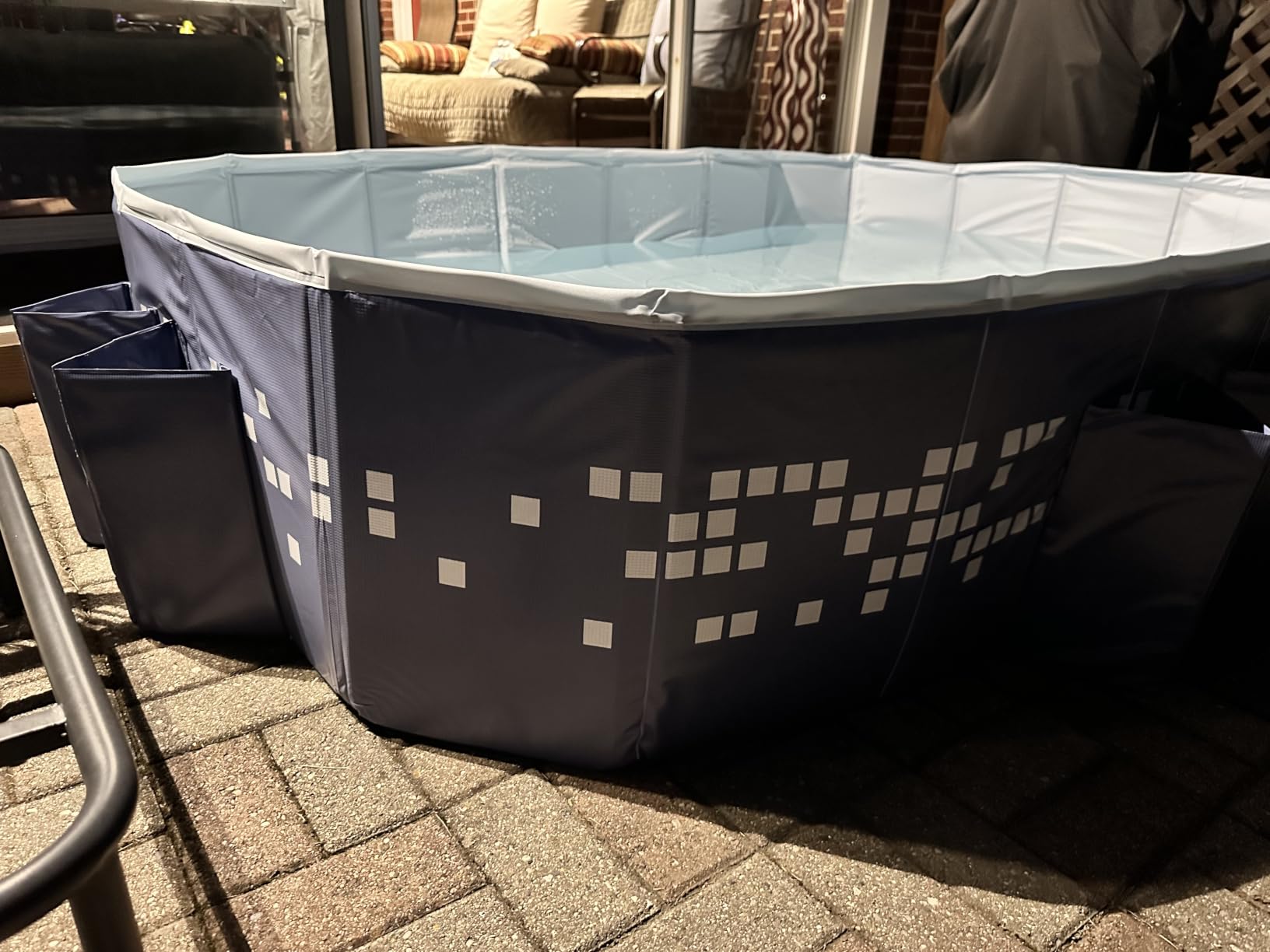 Large Foldable Swimming Pool, Mosaic Design Non-Inflatable Rectangular Pool, Oversized Thickened Framed Pool, Collapsible Pool for Kids Adults, Backyard Outdoor Pool 102.4