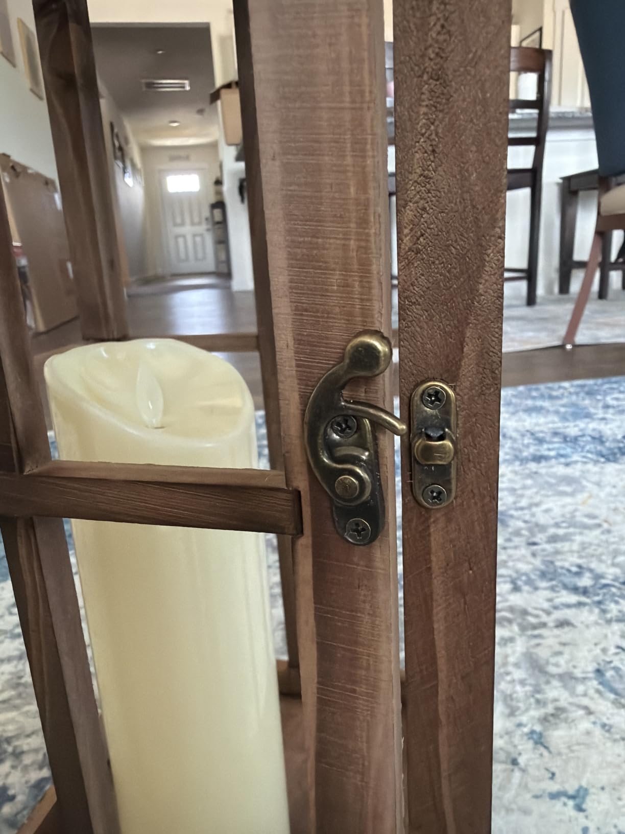 Large Farmhouse Wooden Lanterns Decorative Indoor Outdoor Set of 2, Rustic Wood Floor Candle Lanterns, Vintage Lanterns Decor for Porch, Patio, Fireplace, Home, Garden (No Glass) customer photo 2