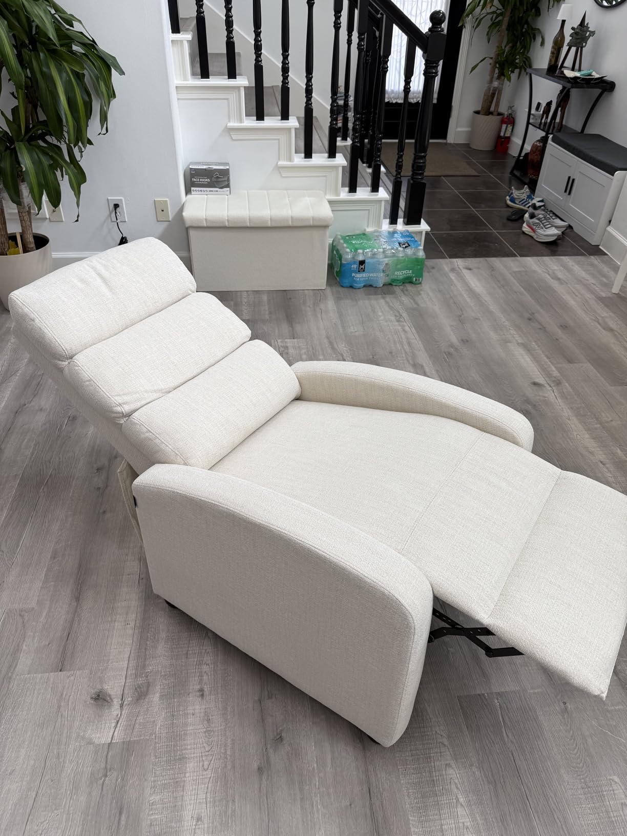 Furnimart Small Manual Recliner Chair for Compact Spaces, Overstuffed Chenille, Chunky Cushion, Comfortable Single Sofa Recliner for Adults, Ideal for Living Room, Bedroom, Home Theater, Gray customer photo 1