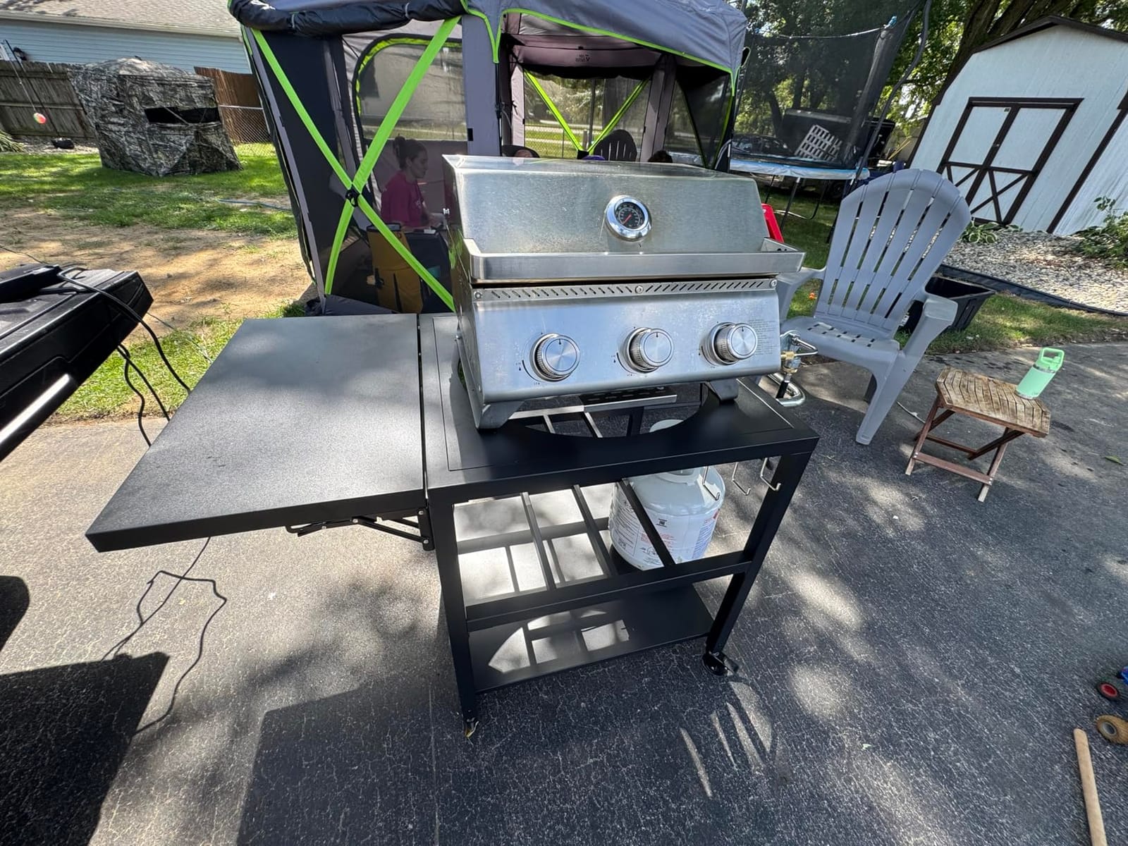 Heavy-Duty Grill Table Cart for Kamado Joe, Metal Kamado Joe Classic Stand | Rolling Stand w/ 3' Casters, Foldable Side Table, Hooks, Bottom Shelf, Prefect for ClassicJoe, Classic II & III customer photo 1