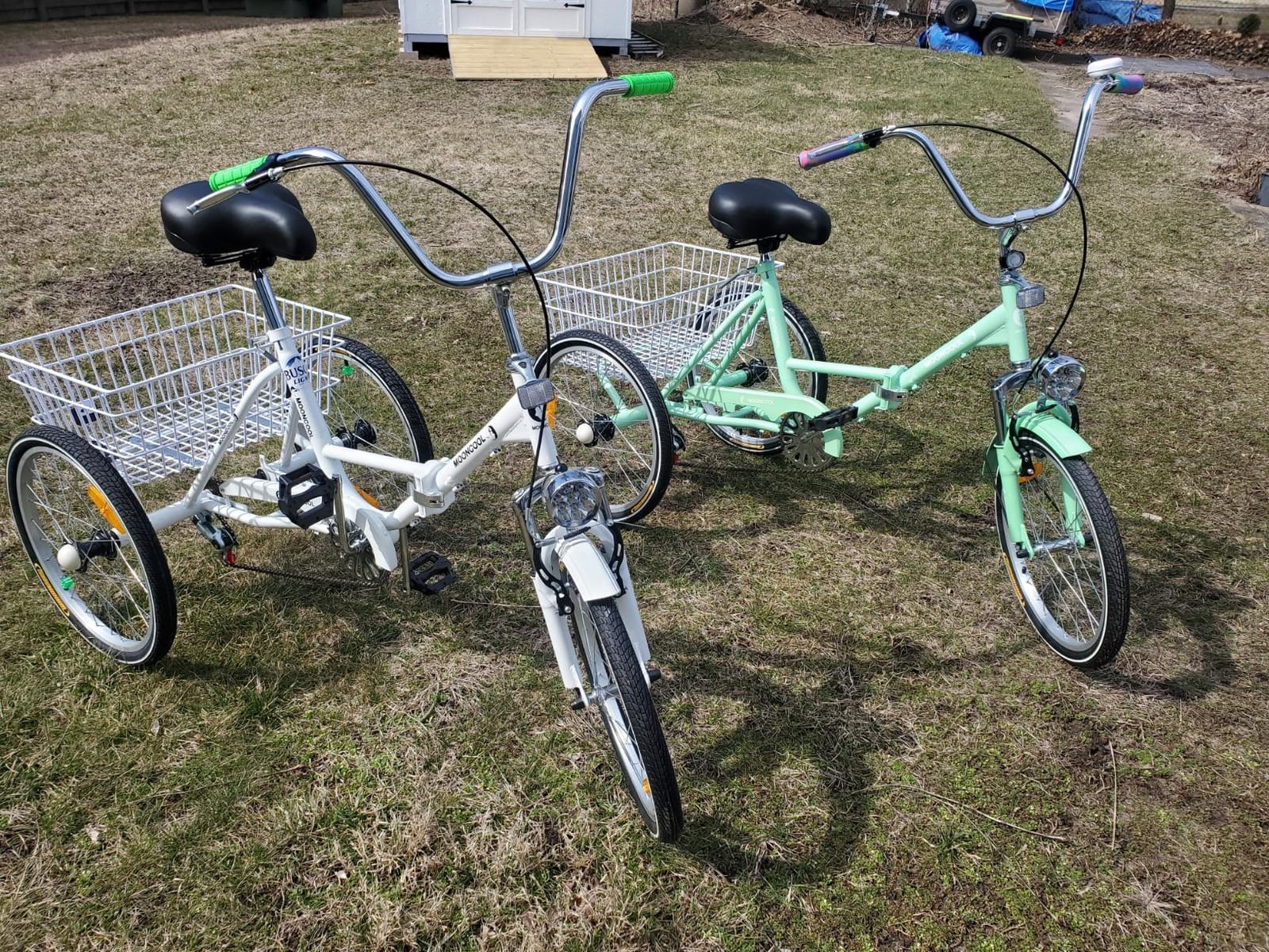 Slsy Adult Folding Tricycle, 20/24/26 Inch Foldable Trike, 3 Wheel Bikes | 7 Speed, Low Step-Through Frame, Front Suspension, Large Rear Basket, 350 lbs Capacity, for Adults and Seniors customer photo 2