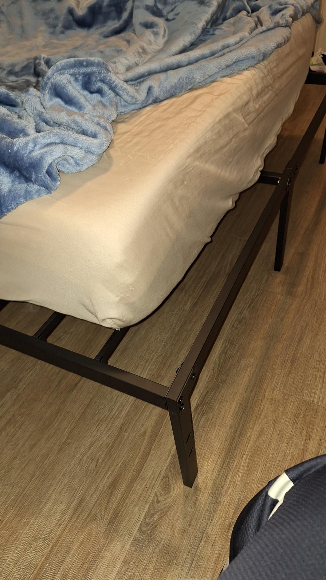 OLIXIS Full Size Bed Frame, Platform Bed Frame, 16 Inch | Heavy Duty Platform Bedframe, 700 LBS Capacity, No Box Spring Needed, Wooden Slats, Underbed Storage, Bed Frame, Honey Finish customer photo 1