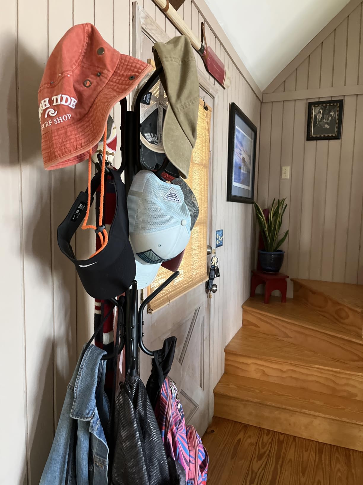 SONGMICS Coat Rack Freestanding with 16 Hooks, Metal Coat Tree Stand with 4 Adjustable Feet, Clothes Hanger Stand for Entryway Bedroom Living Room Hallway Office, Ink Black URCR083BH01S customer photo 2