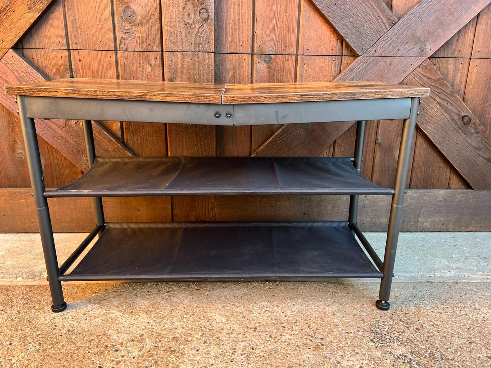 VASAGLE 2-Tier Shoe Bench, Wooden Entryway Bench, 39.4 Inches Width | Shoe Storage Rack with Padded Seat, for Entryway and Bedroom, Natural Brown, MARIEL Collection customer photo 2