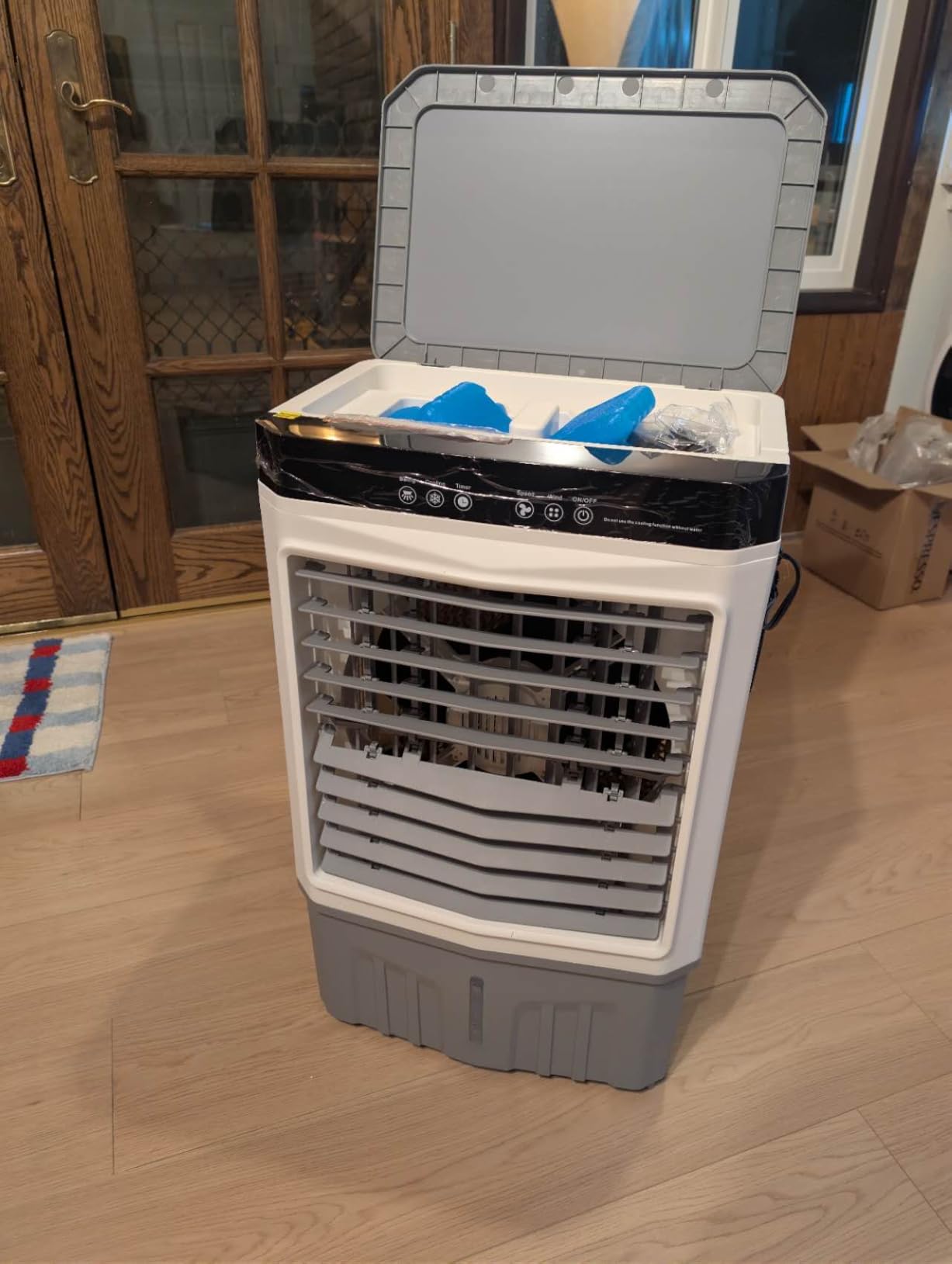 VCJ 1800CFM Evaporative Air Cooler, 5.6 Gal 3 IN 1 Windowless Portable Swamp Cooler Air Conditioner, 120° Oscillation, 3 Speeds, 12H Timer, 4 Ice Packs, Air Cooling Fan for Bedroom Room Office Garage customer photo 2