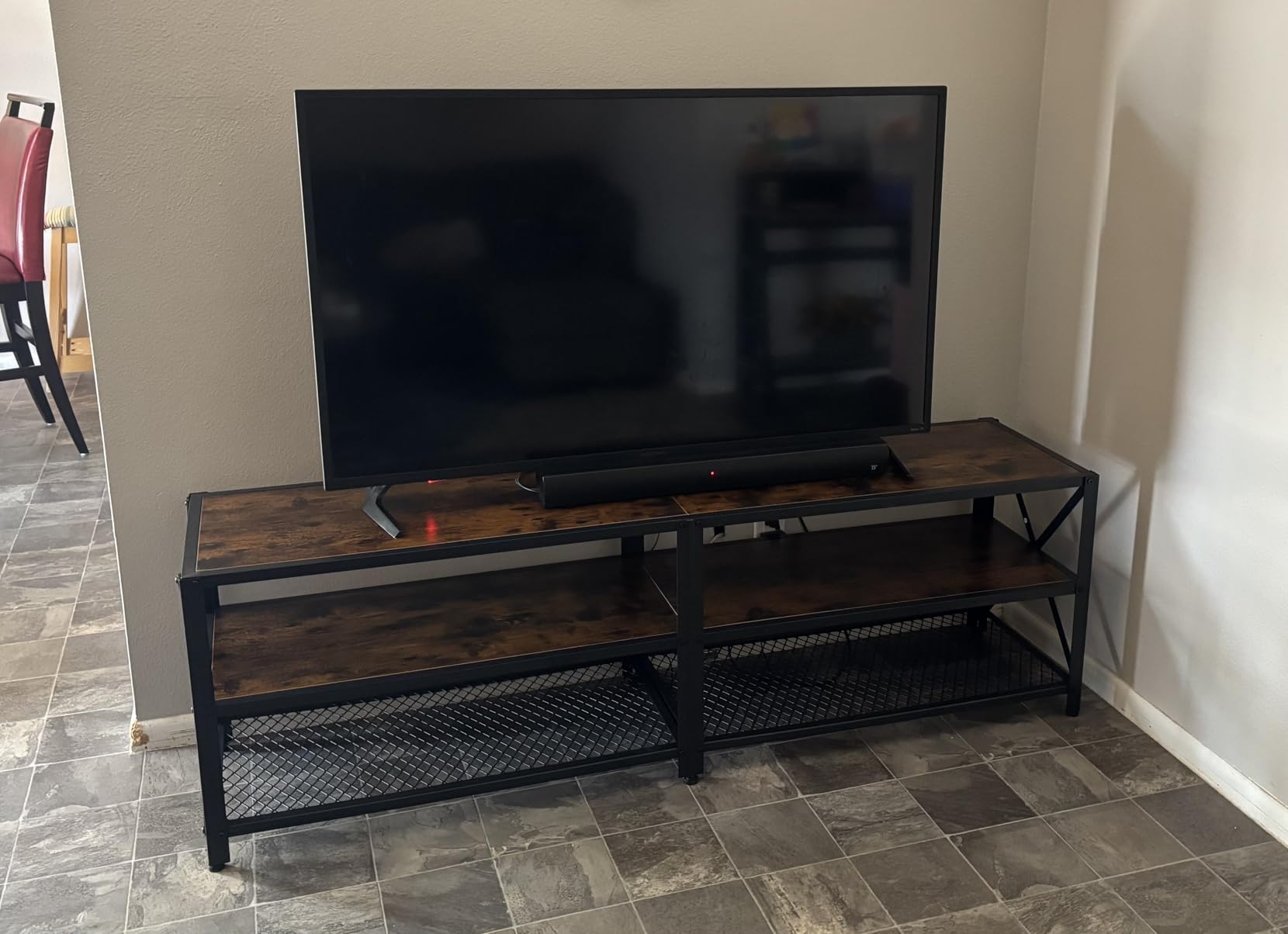 VASAGLE TV Stand for 80-Inch TVs, Mid Century Entertainment Center with Storage, Fluted Sliding Doors, Media Console Table for Living Room, Bedroom, Sand Brown ULTV634K201 customer photo 1